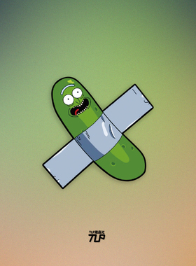 TLP反光贴 贴到墙上的腌黄瓜 pickle Rick 动漫平板防水贴纸