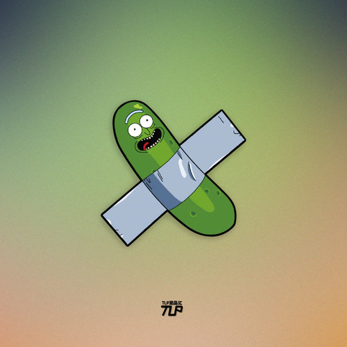 TLP反光贴 贴到墙上的腌黄瓜 pickle Rick 动漫平板防水贴纸