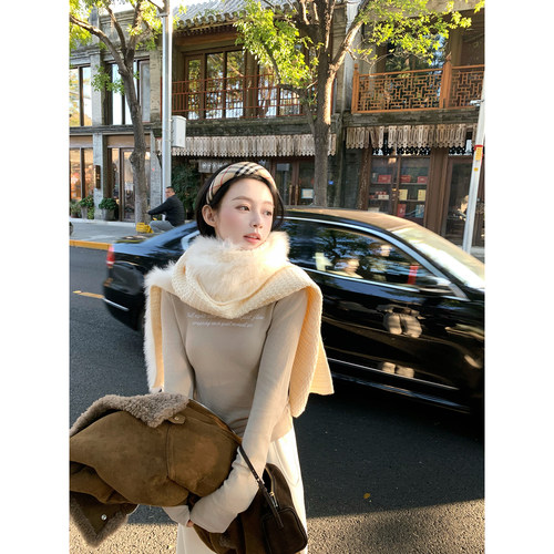TMHSTUDIO真狐狸毛针织披肩围巾