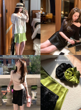 TMHSTUDIO醋酸缎面波点半身裙女