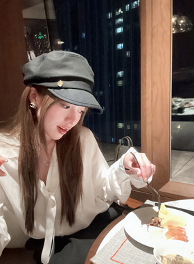 【现货】80莱赛尔白色木耳花边绑带叠穿衬衫女高端小资长袖上衣