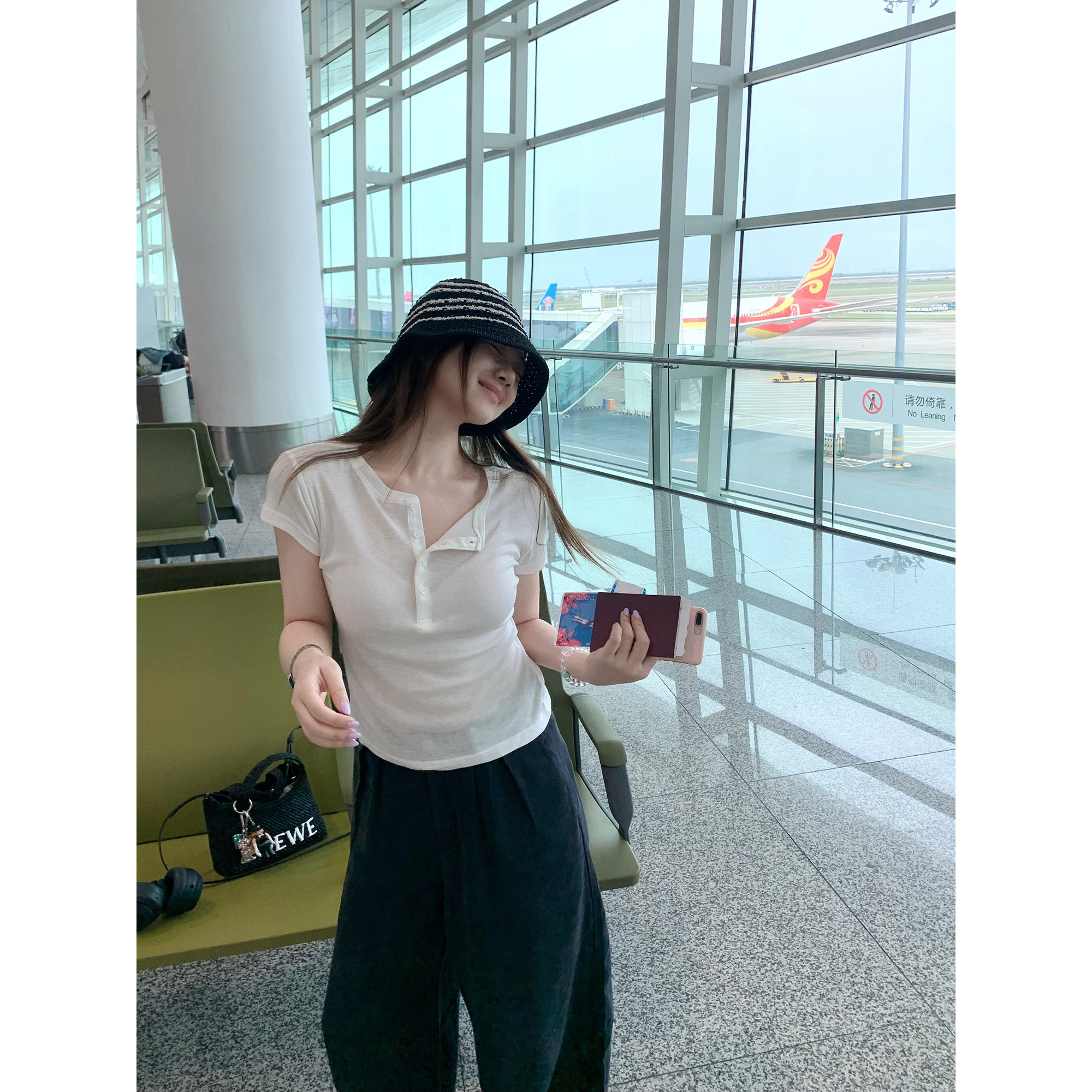 TMHSTUDIO 降温神器！莱赛尔亨利领长袖T恤女基础显瘦短袖上衣