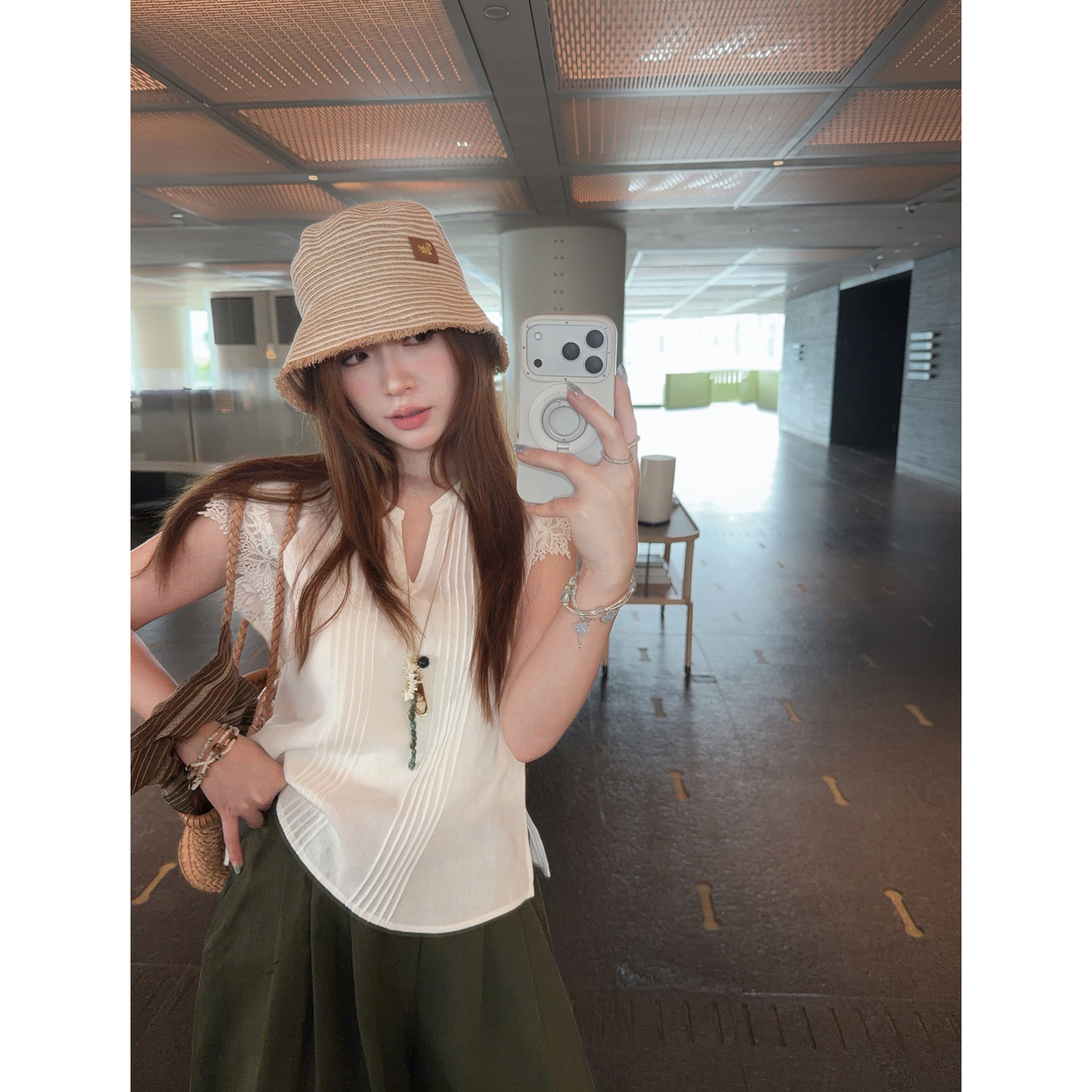 TMH重工莱赛尔亚麻刺绣衬衫女夏图片