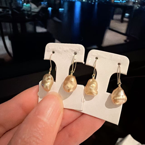 “珠宝展限定”海水野生金Keshi 耳环 18k 多样性发一2747H00DY