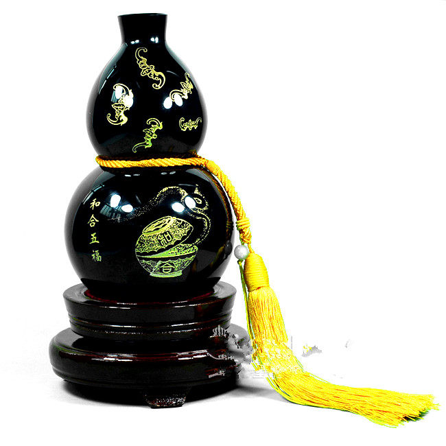 七星堂黑曜和合五福葫芦摆件福禄贺祥摆件百草明咒葫芦摆件