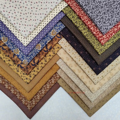 卡夫曼Kaufman田园碎花全棉面料手工拼布书衣娃衣宝蓝色服装布料