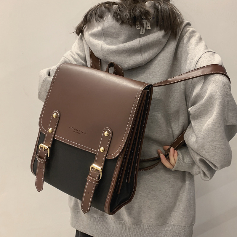 HONG KONG STYLE RETRO STUDENT BACKPACK BAG WOMENS 2023 NEW LARGE-CAPACITY SCHOOLBAG INS NICHE TEXTURE CASUAL BACKPACK