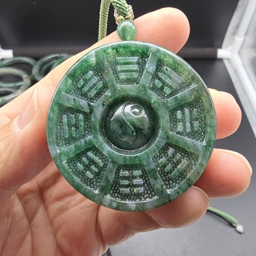 南阳独玉独山玉透水天蓝料八卦牌乾坤坎离令牌挂件玉牌仿古件