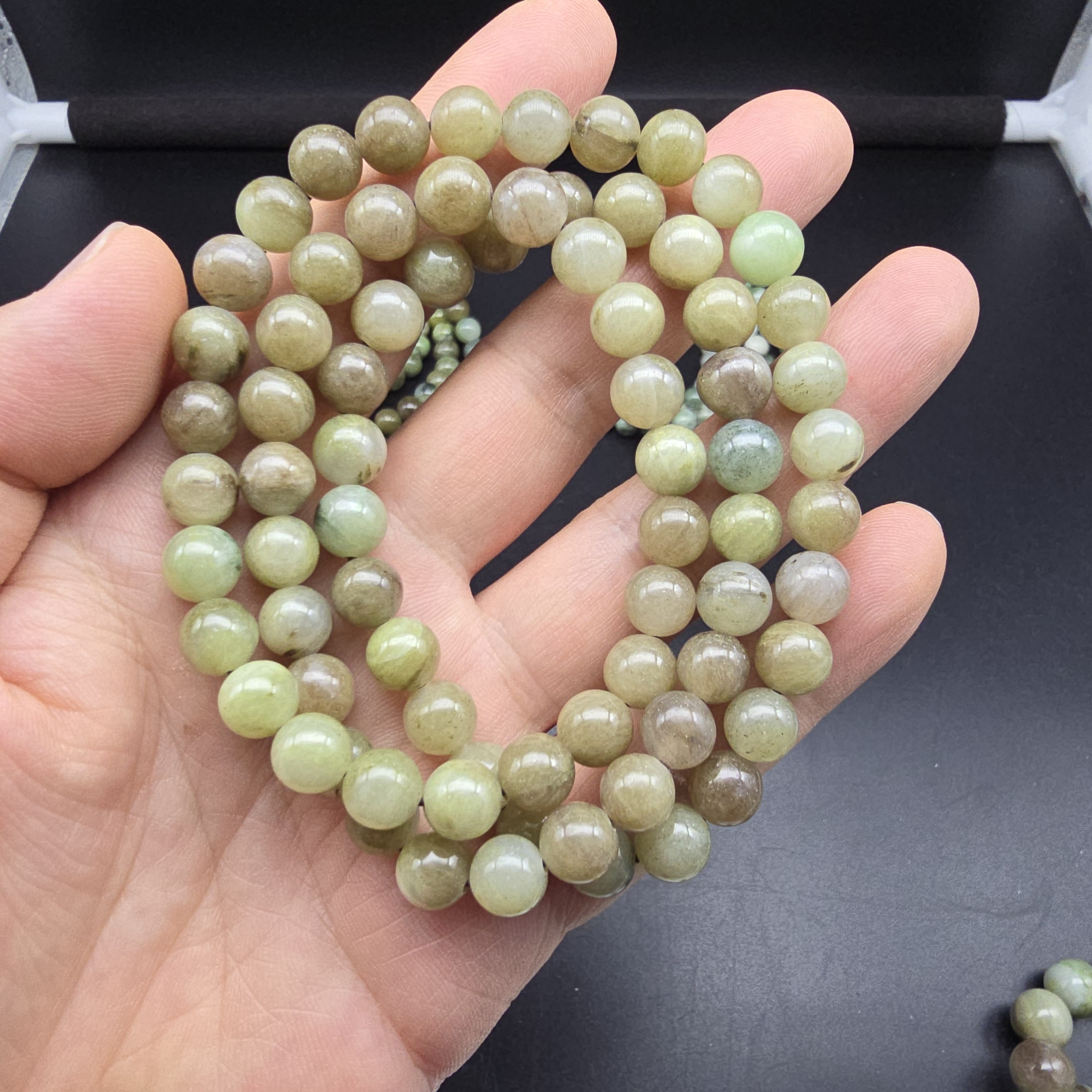 独玉独山玉多彩料8MM圆珠项链手串毛衣链手链天然玉石