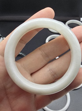 南阳玉独山玉独玉白色玉料手镯玉镯子手环55MM女款精品