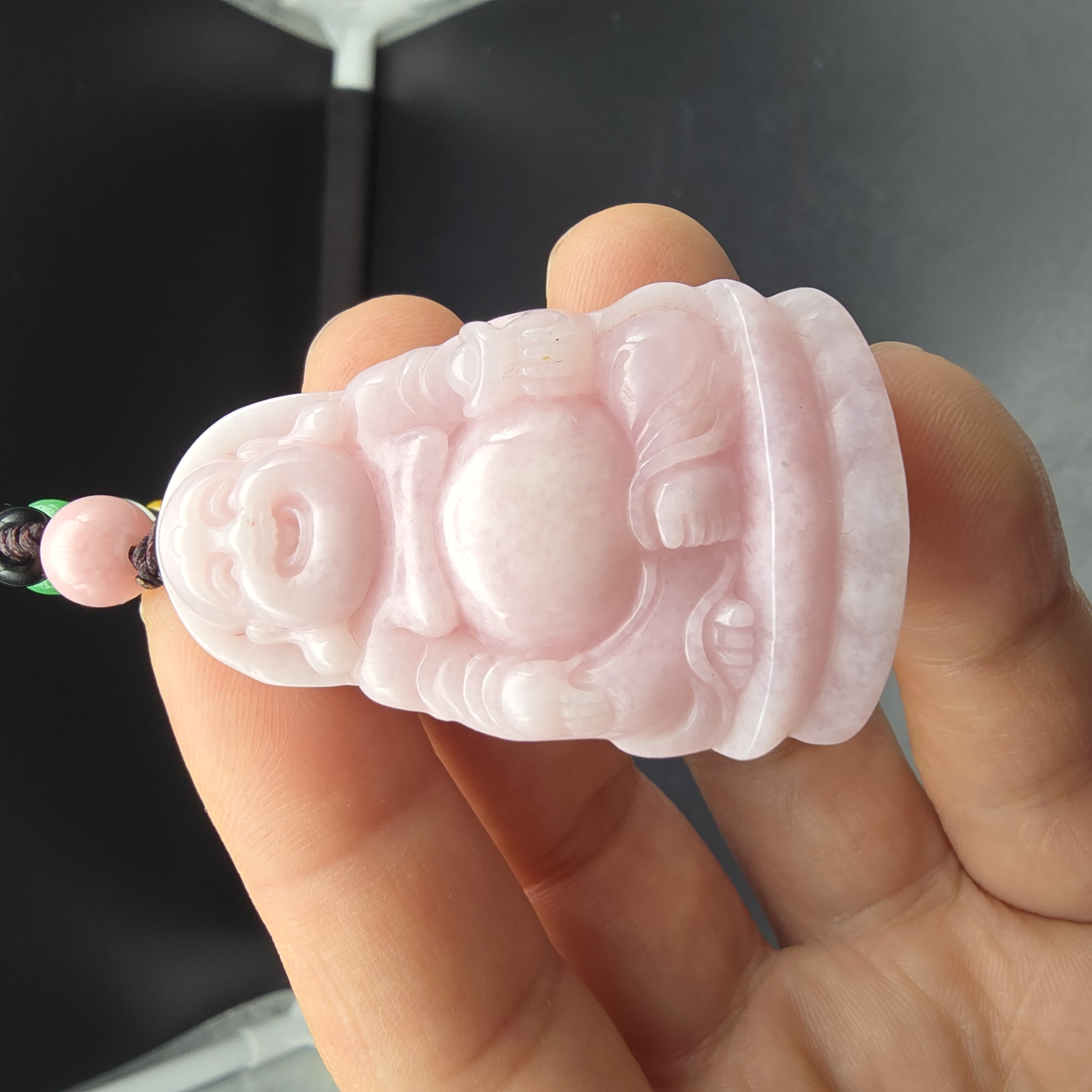 南阳玉石佛寺玉雕独山玉独玉粉红芙蓉红料玉佛笑佛弥勒佛吊坠挂件