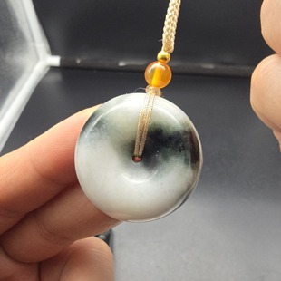 南阳石佛寺玉雕独山玉独玉精品黑白料平安扣路路通28MM面包圈