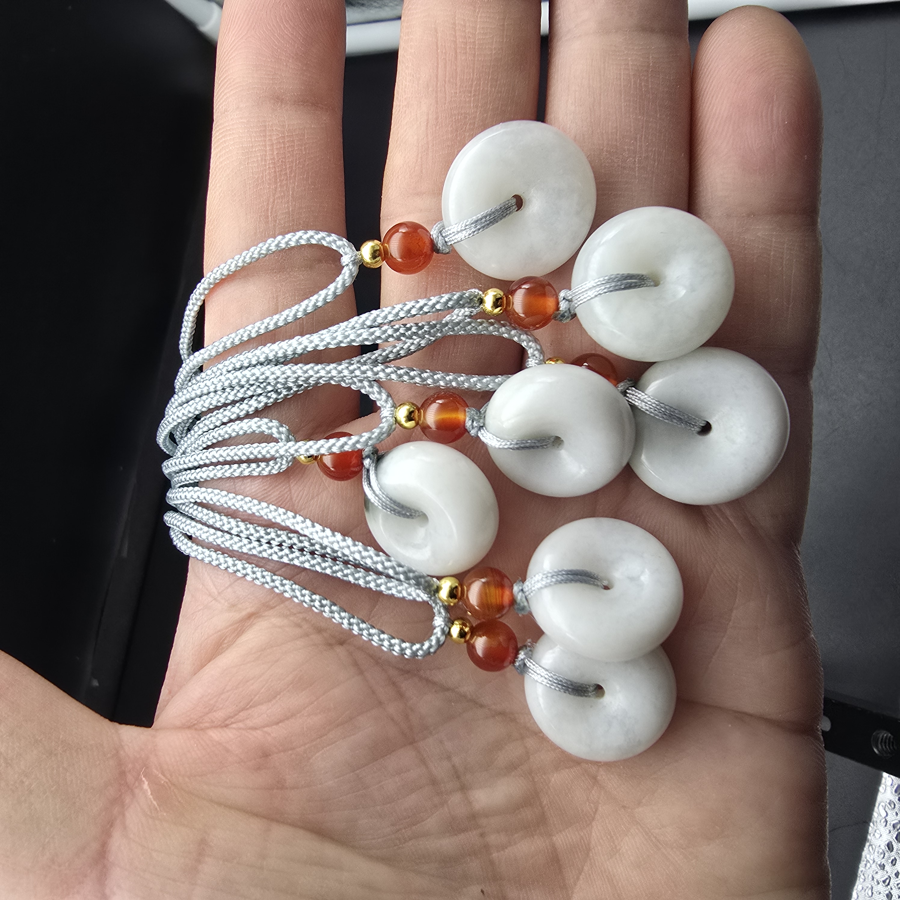 南阳玉独山玉独玉白色料平安扣吊坠路路通挂件16MM17MM18MM