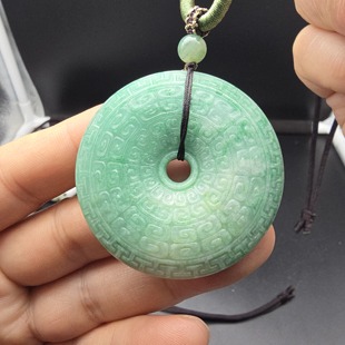 南阳精品独山玉独玉鲜天蓝料大号云纹回纹平安扣路路通