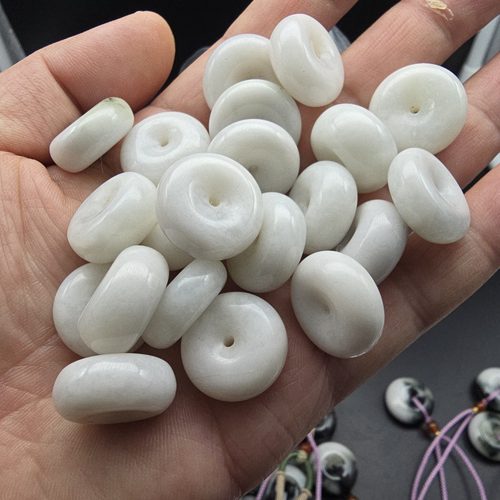 南阳玉独山玉独玉墨花料平安扣小吊坠路路通挂件直径21MM19MM20MM