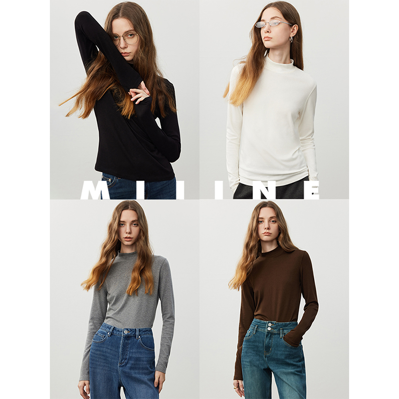 山羊绒混纺半高领打底衫