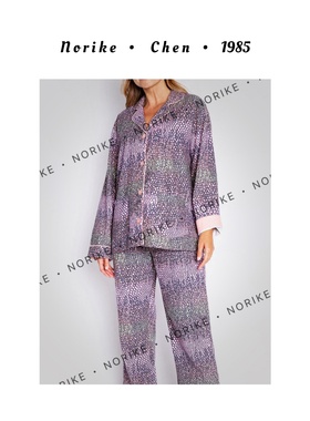 PJJ紫色动物纹睡衣棉磨毛长袖长裤家居服套装NK411271