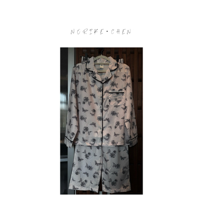 水墨蝴蝶轻盈棉柔长袖长裤家居服套装NK43221