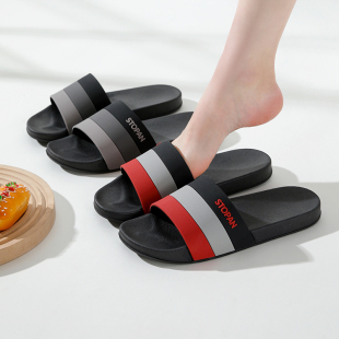 夏季彩带拖鞋男家居室内批发厚度浴室洗澡防滑简约拖鞋厚底外穿女