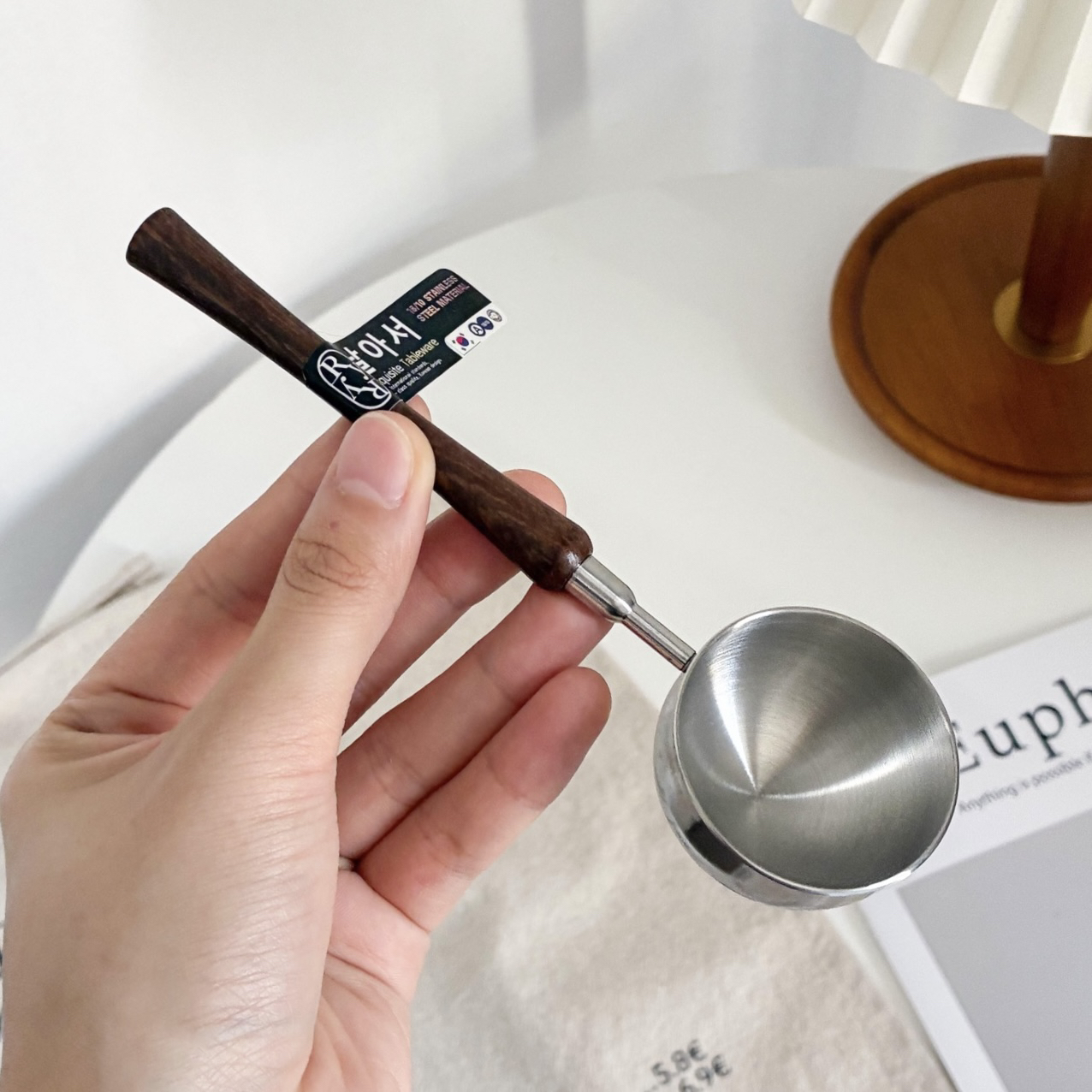 外贸原单304不锈钢量勺鸡翅木柄烘焙咖啡粉末量勺刻度克重计量匙