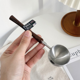 外贸原单304不锈钢量勺鸡翅木柄烘焙咖啡粉末量勺刻度克重计量匙