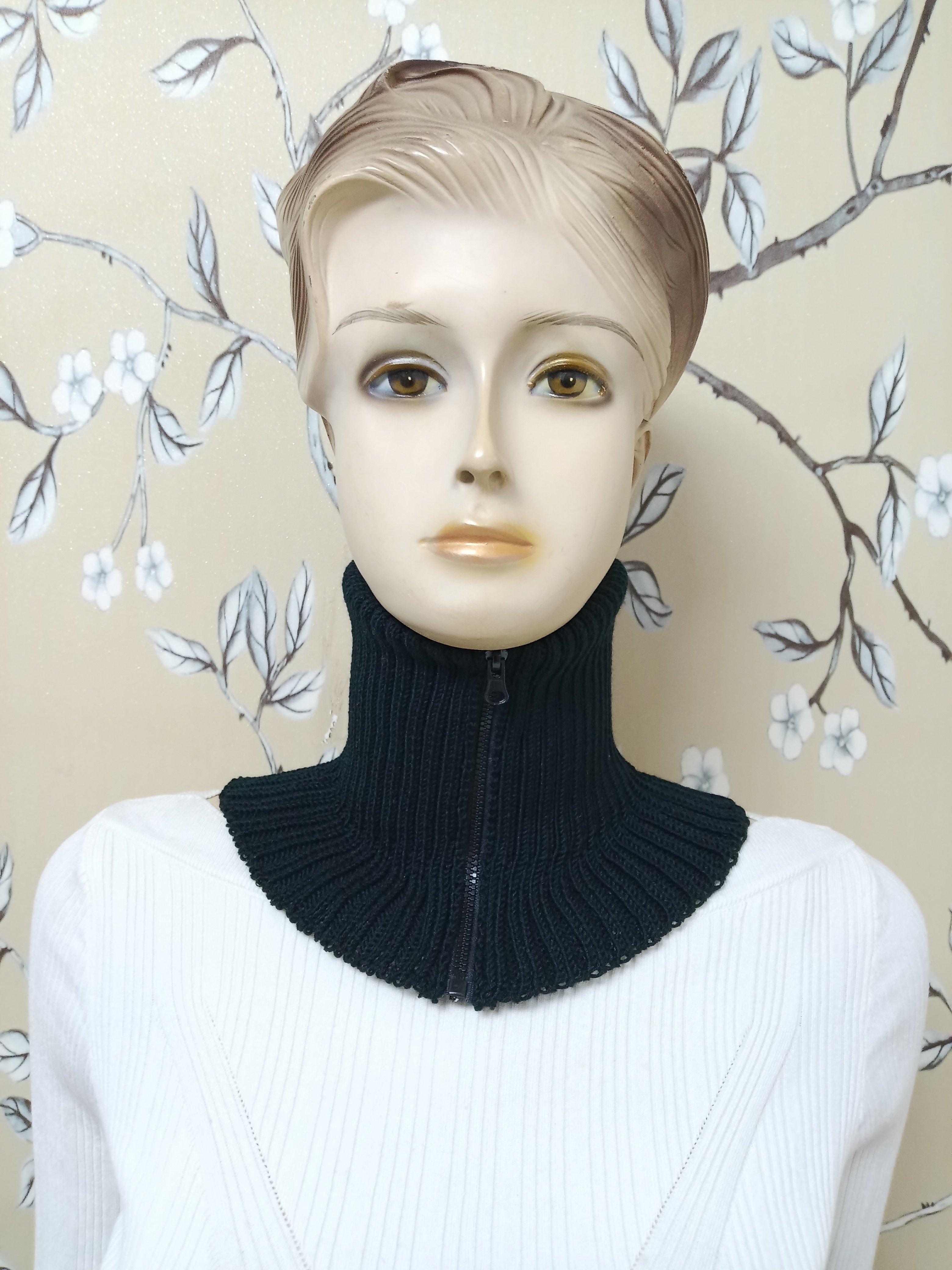 竹炭棉线拉链高领脖套保暖假衣领防寒男女同款可缝合在羽绒服上