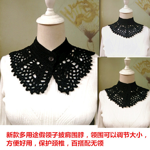 手工钩花围脖百搭假领