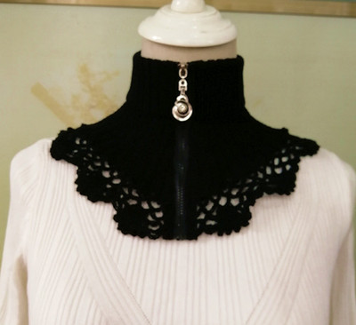 手工钩花拉链围脖假领竹炭棉羊毛羊绒线针织披肩保暖护颈百搭低领,服饰配件/皮带/帽子/围巾,假领,淘宝优惠券,粉丝福利购,淘宝优惠卷