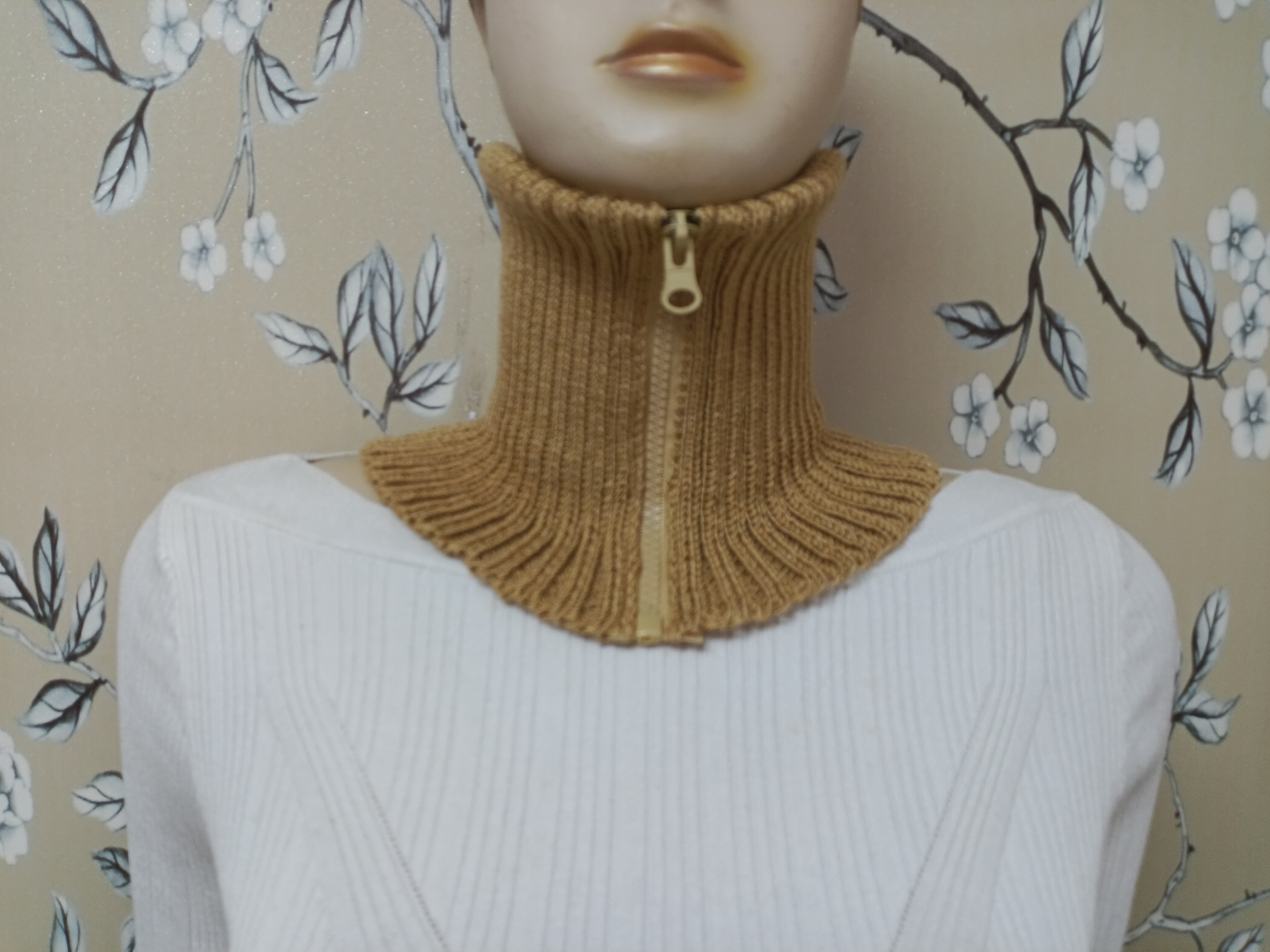 竹炭棉线拉链高领脖套保暖假衣领防寒男女同款可缝合在羽绒服上