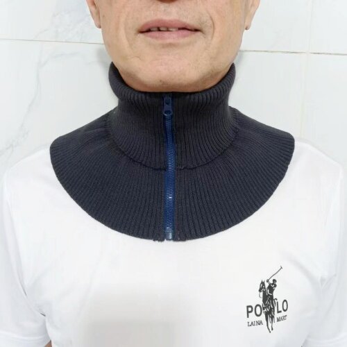 男款拉链高领围脖针织脖套冬季百搭保暖护颈椎男士毛衣含棉假领