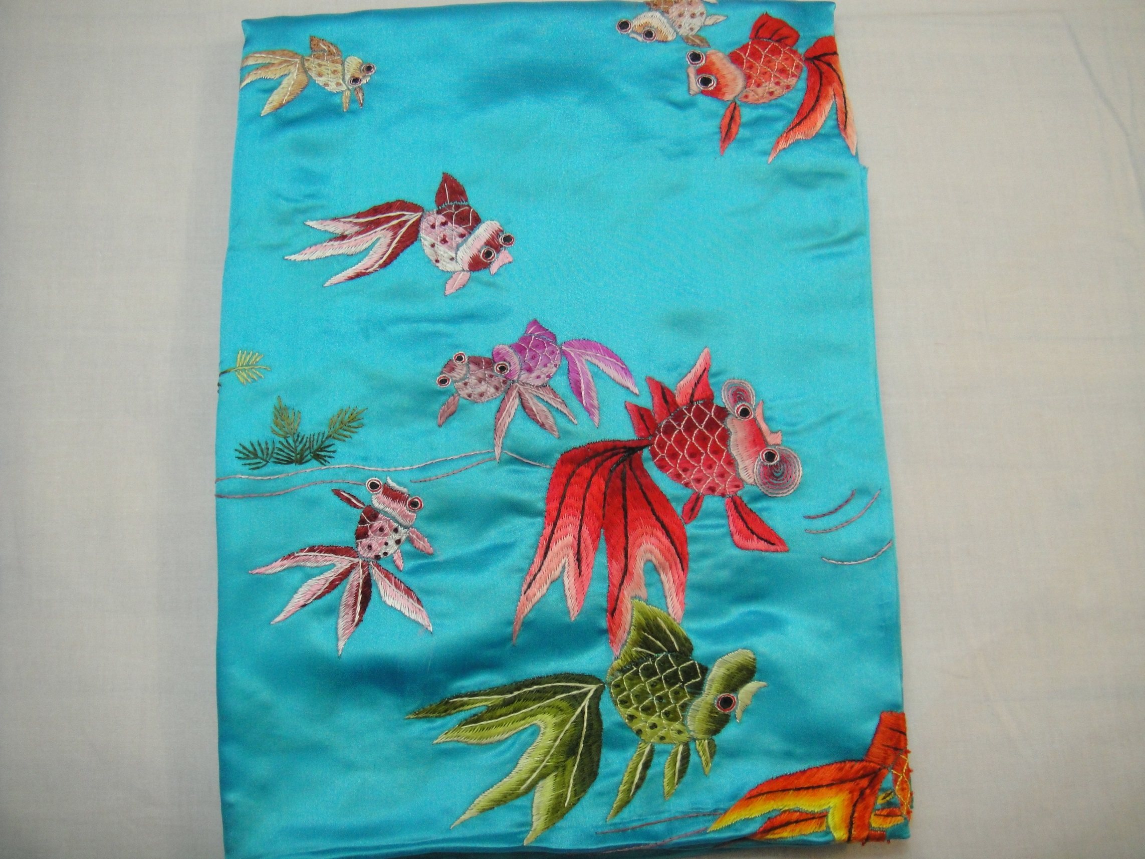 真丝软缎被面/真丝被套(桑蚕丝)百鱼图(纯手工绣花)金鱼 金玉满堂