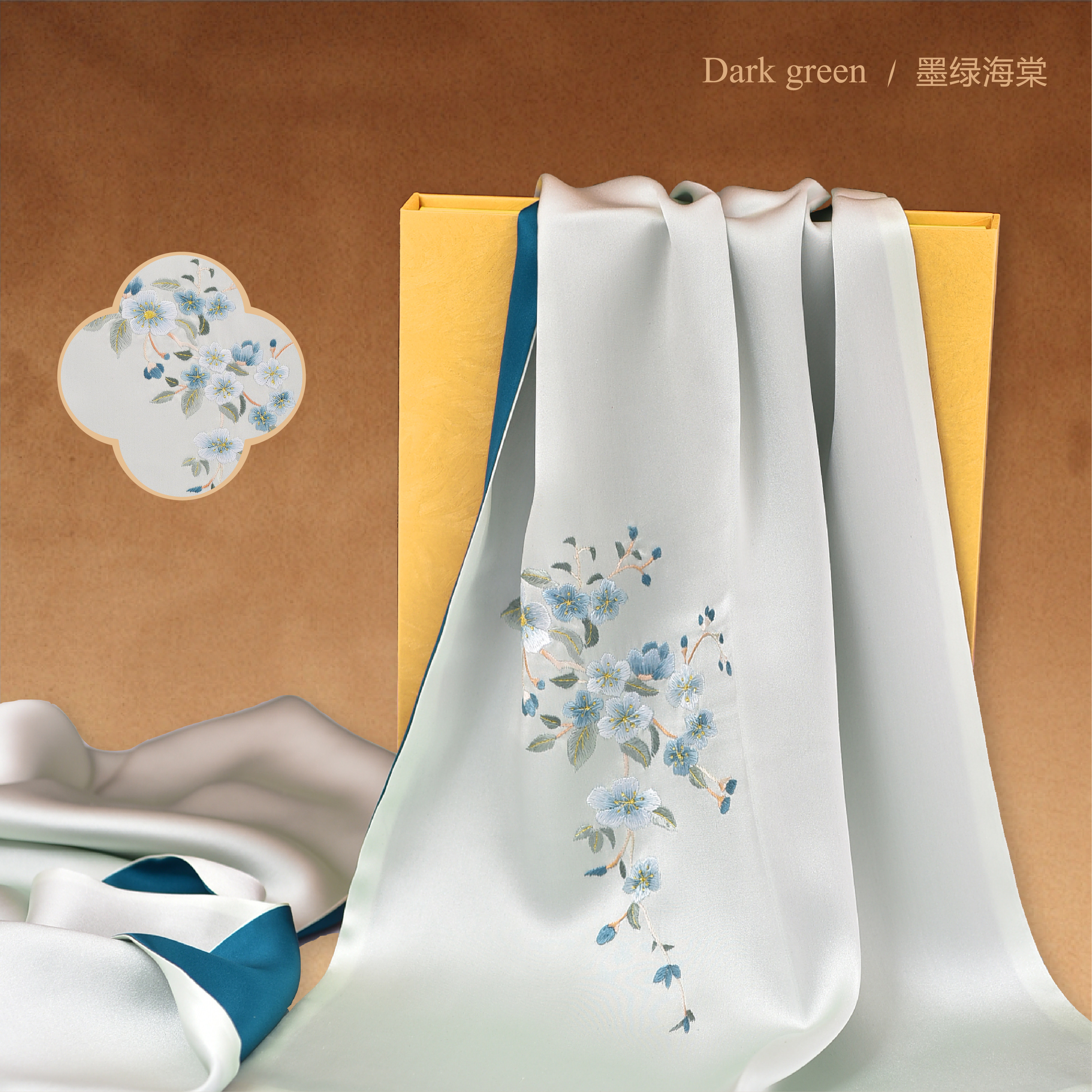 湖南湘绣柔软桑蚕丝围巾四季可用图片