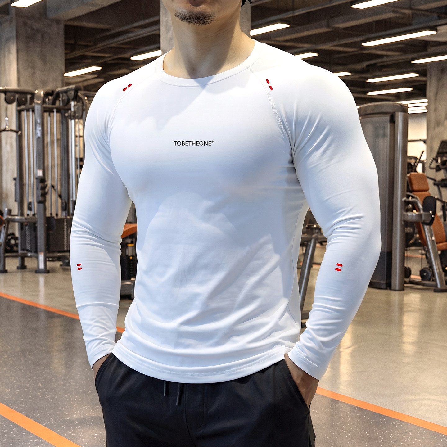 裸感舒适健身服圆领长袖紧身衣