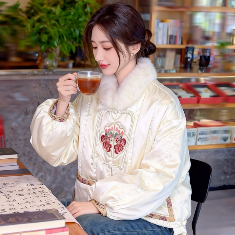 云白禅意~白色新中式羽绒服女冬羽绒服