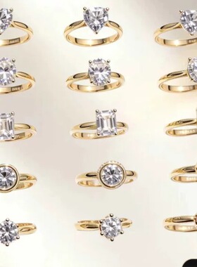 18k 金莫桑戒指合集轻奢多款可选女指环水贝珠宝源头工厂批发定制