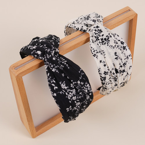 交叉宽边网纱透气水墨画布艺头饰发卡发箍hair hoop hair band