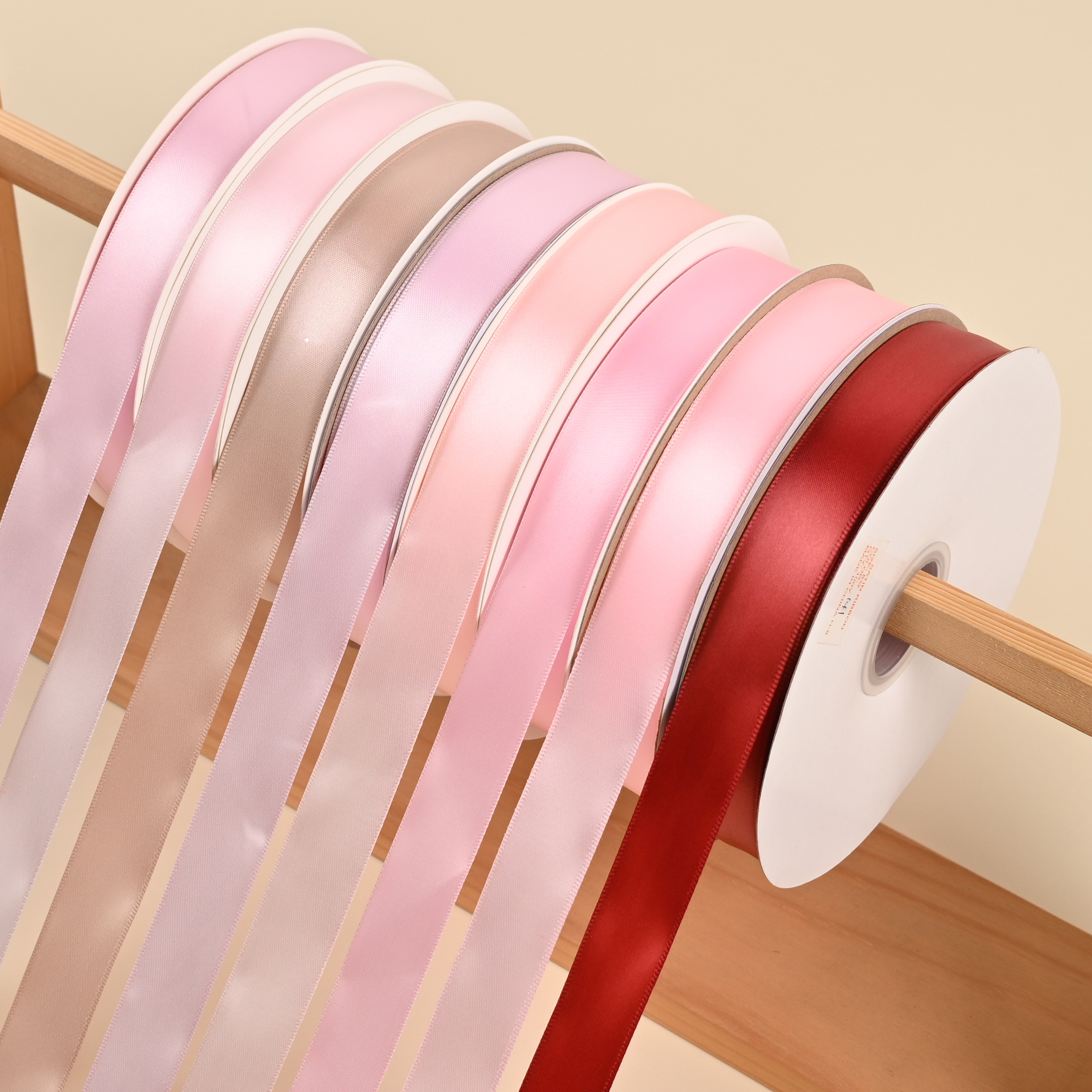 2.5cm厘米宽91米长 浅粉淡粉粉红色玫红枣红酒红西瓜红玫瑰红