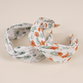 hair 双色印花清新交叉宽边布艺小花头饰发卡发箍hair hoop band