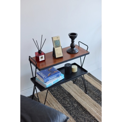 嘻物所中古樱桃木双层置物架边几