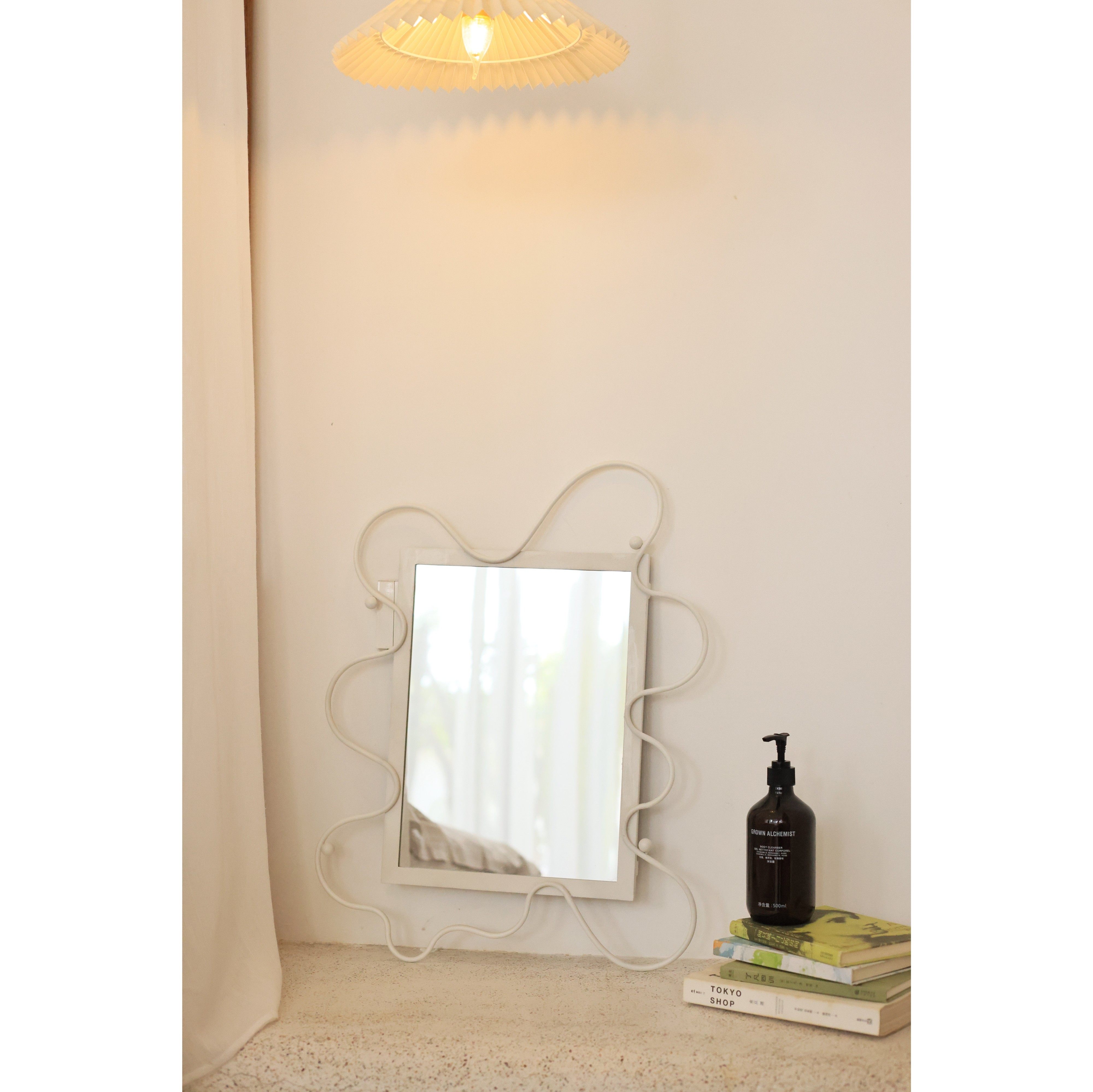 嘻物所 白色装饰镜立体波浪边框设计壁挂式家用客厅高级感镜子,住宅家具,装饰镜,淘宝优惠券,粉丝福利购,淘宝优惠卷