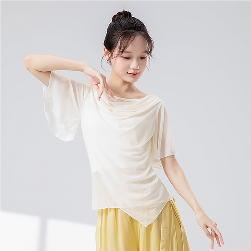 古典舞荡领宽松雪芽绿飘逸身韵服