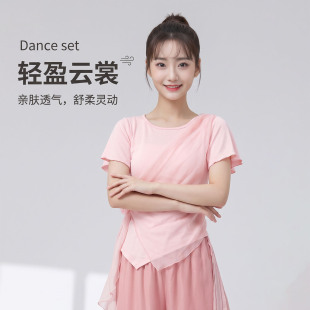 GTD古典舞短袖女夏季新款雪纺钉花弹力修身舞蹈上衣练功服现代舞