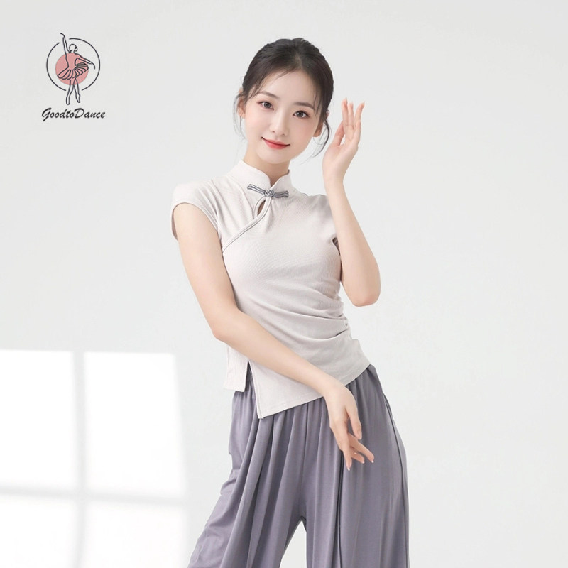 古典舞蹈短袖旗袍领中国风身韵服