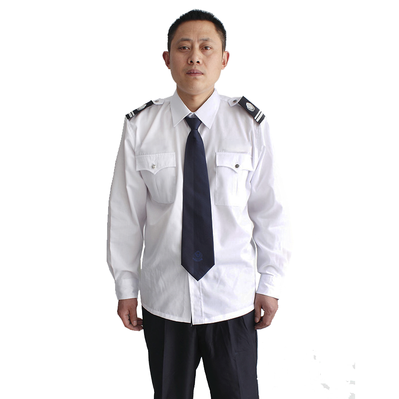 建超服饰夏装长袖保安服直摆口白色衬衣保安工作服衬衫