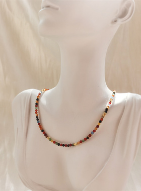 “彩色多瑙河”绚丽多宝玛瑙项链小众轻奢复古风欧美颈链送人礼物