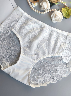 外贸代工韩国中腰内裤女纯白色性感蕾丝纯欲风火辣风透明透气无痕