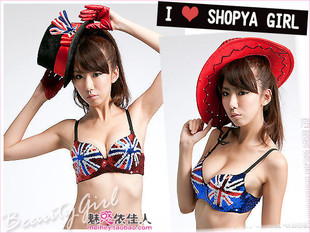 新款ladygaga舞台装夜店女歌手DJ摇滚jazz爵士舞亮片文胸ds演出服