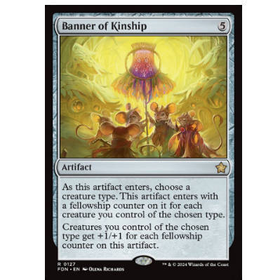 牌客窝 万智牌  亲缘旗 Banner of Kinship 金 无色