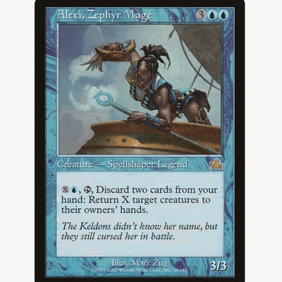 牌客窝 万智牌 西风法师阿蕾克丝 Alexi, Zephyr Mage 金 蓝色