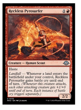 牌客窝 万智牌 鲁莽滑焰客 Reckless Pyrosurfer 银 红色